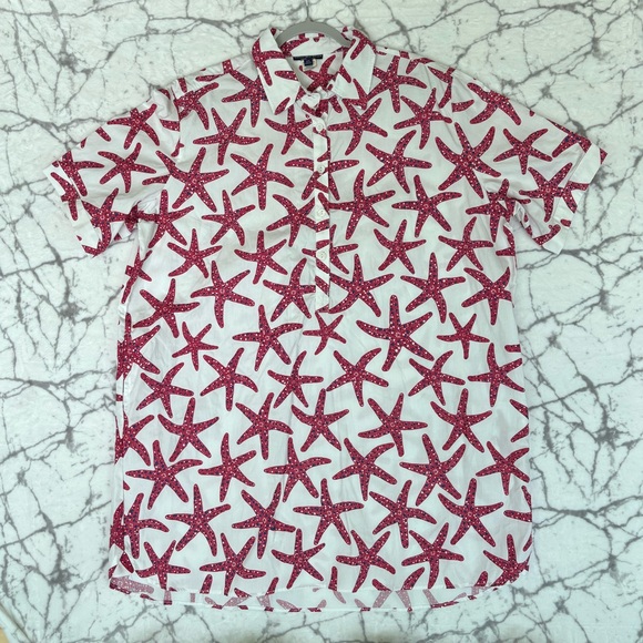 Bahama Hand Prints Other - BAHAMA HAND PRINTS Starfish Pullover Shirt Men’s XXL White Red Blue Starfishes